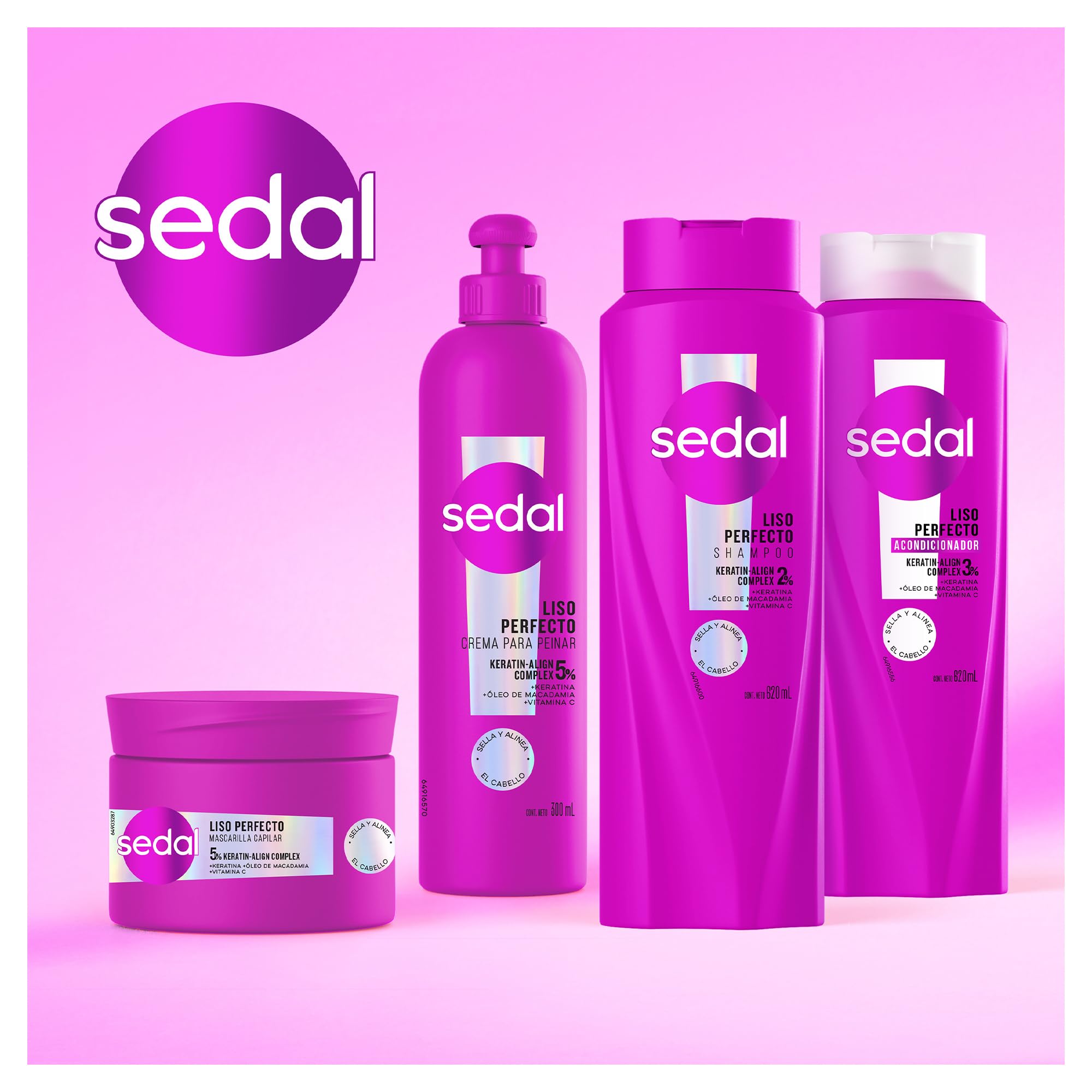 Sedal Liso Perfecto: envase práctico con tapa sellada para conservar la fórmula.