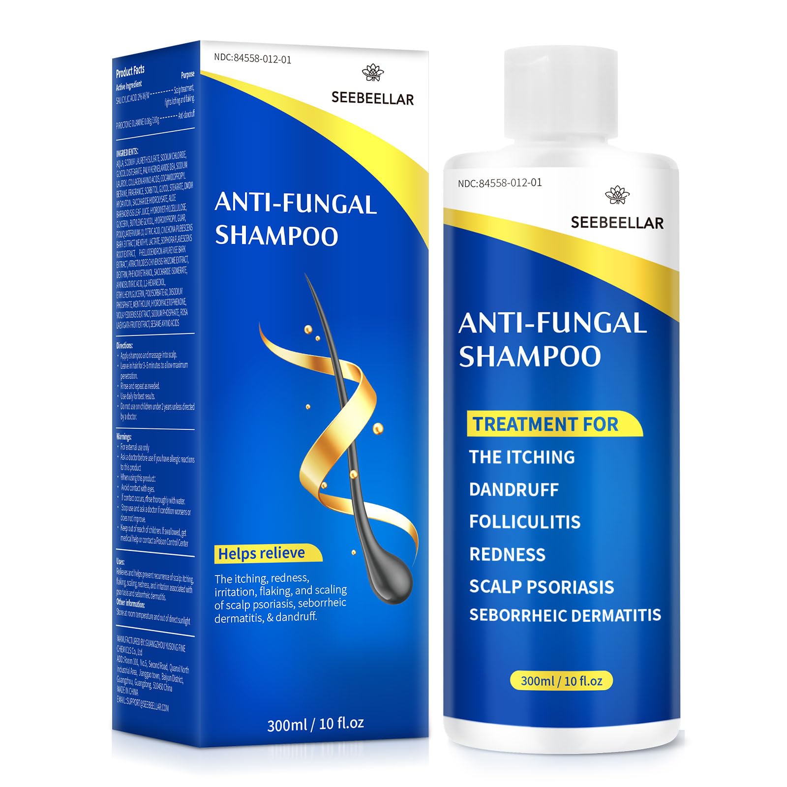 Seebeellar champú psoriasis: botella visible para cuidado diario del cuero cabelludo.