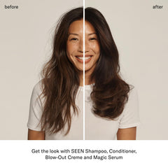 SEEN Envase recargable ecológico para cabello suave y sostenible.