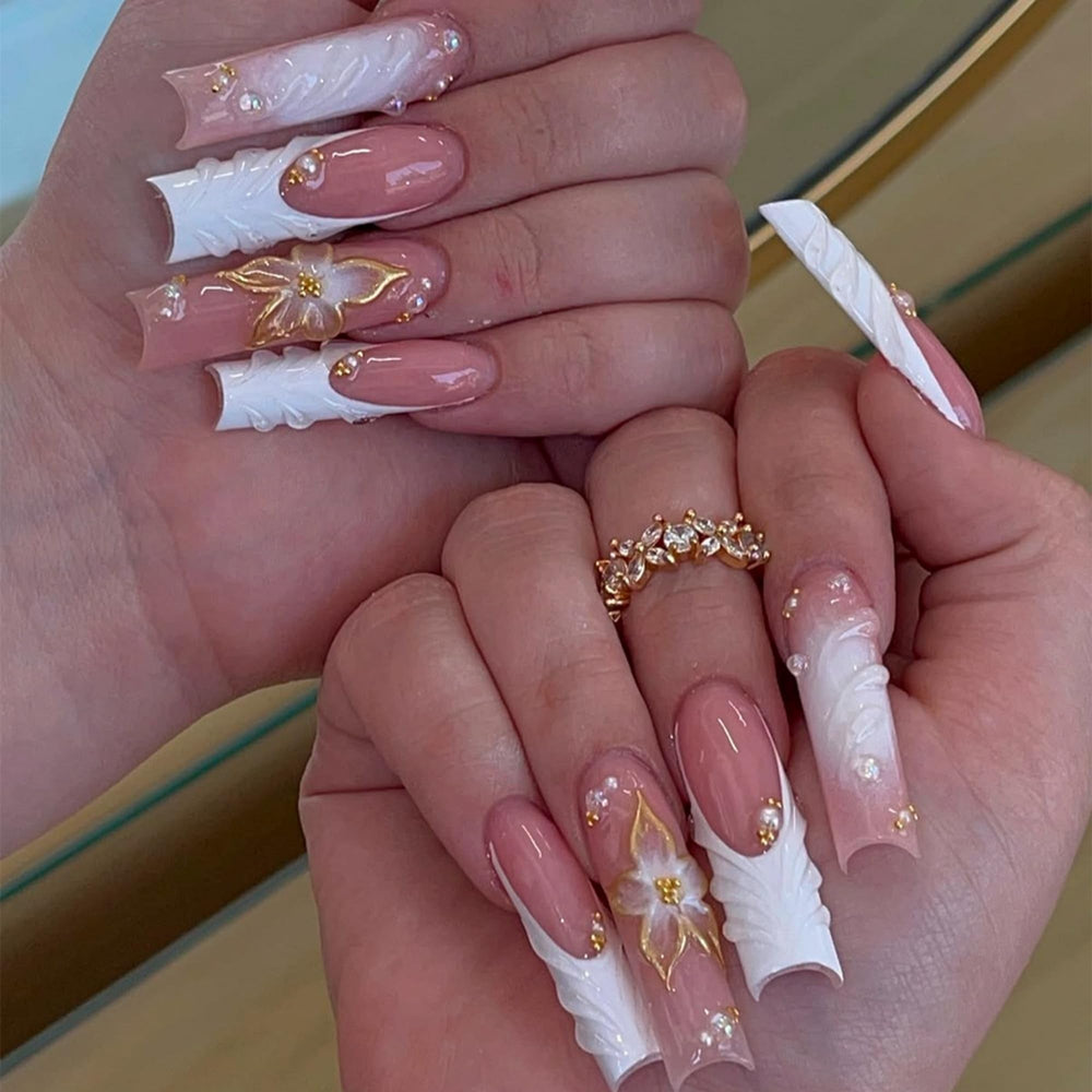 Uñas SEENEEY con diseño francés rosado para manicura elegante y práctica