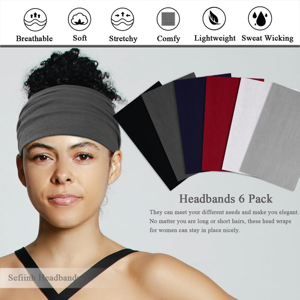 Bandas Sefiinh para cabello ancho en azul, cómoda durante ejercicios