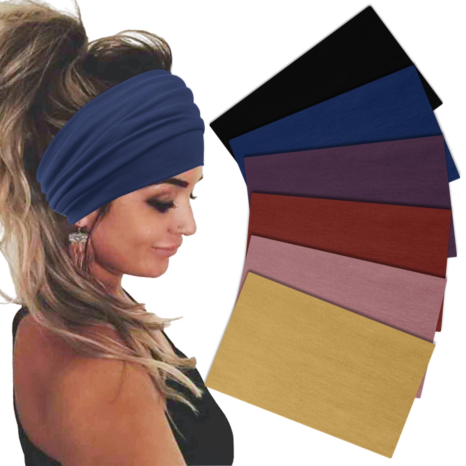 Bandas Sefiinh para el cabello, ancho boho, 6 colores para combinar con tu look.