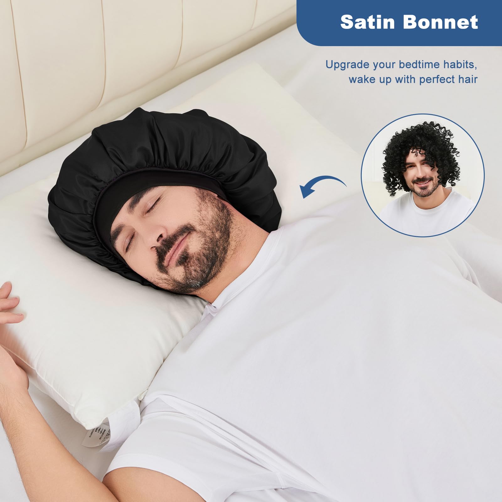 Selalu bonete satín para cabello rizado mantiene el peinado al despertar