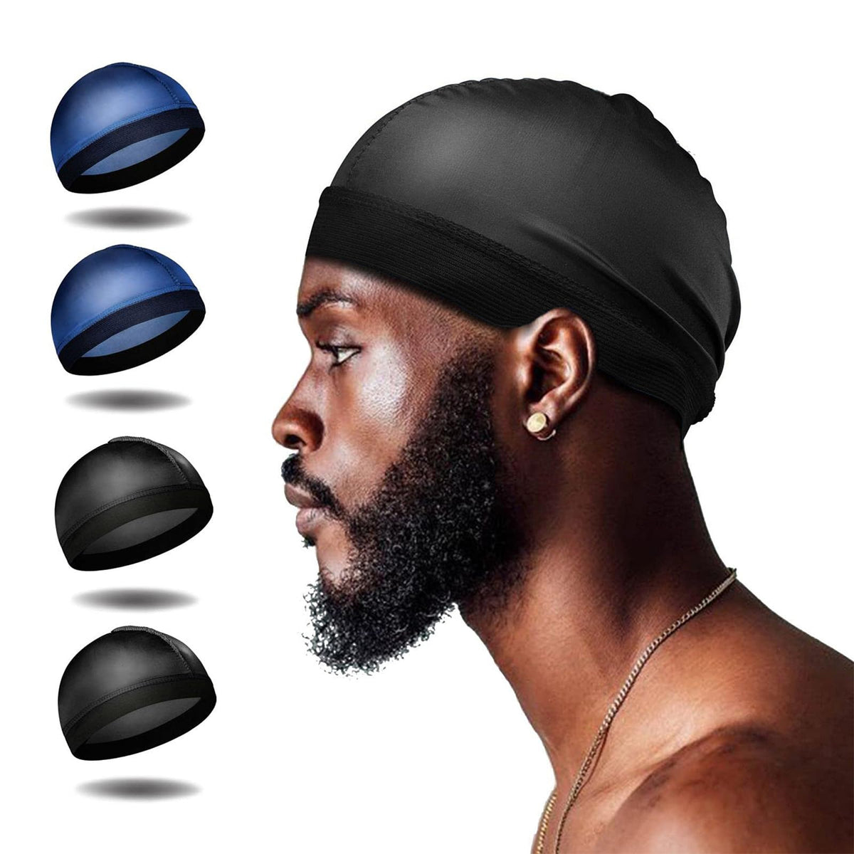 Gorra Selalu de seda azul frontal, suave para ondas 360.