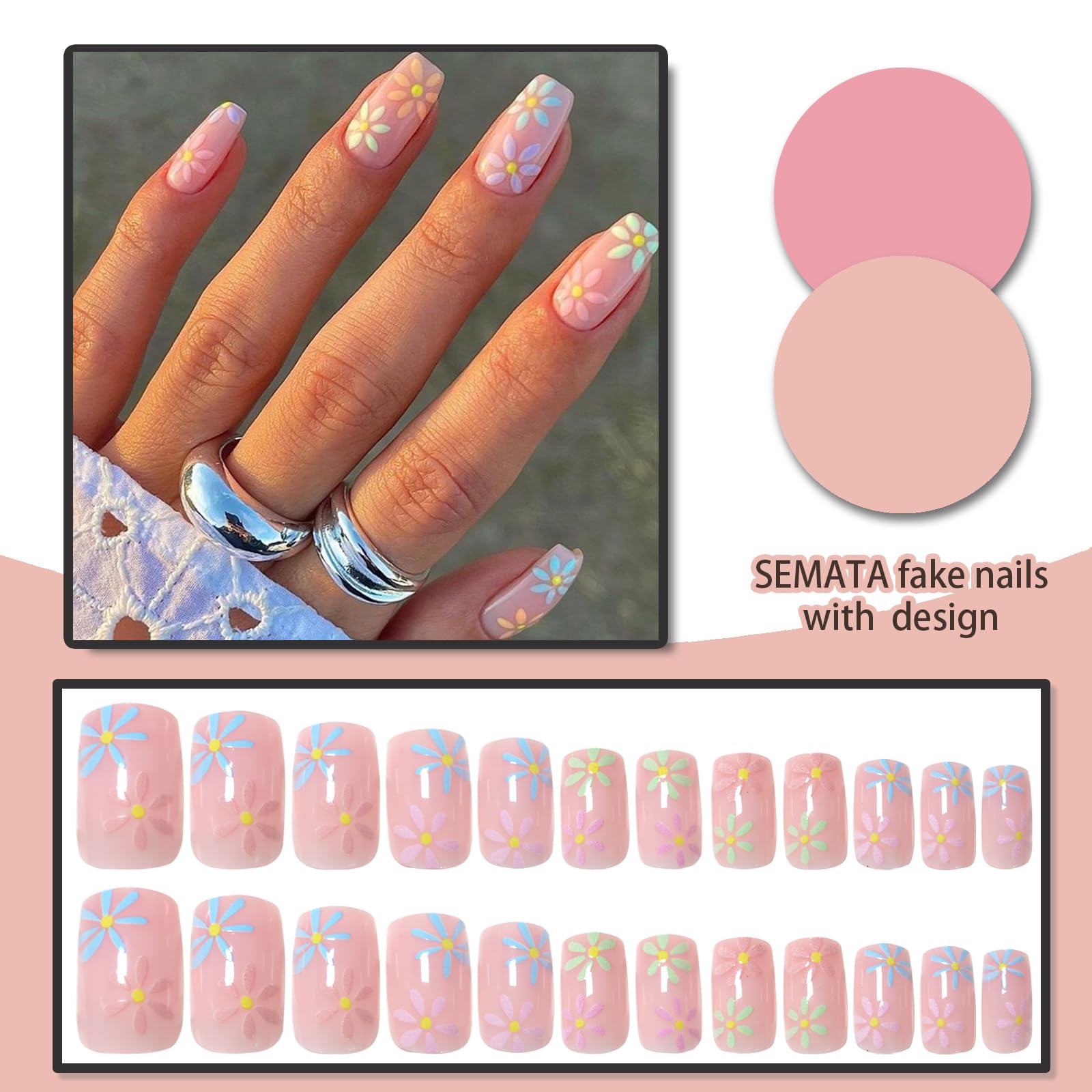 SEMATA uñas con adhesivo incluido permiten manicura rápida en minutos.