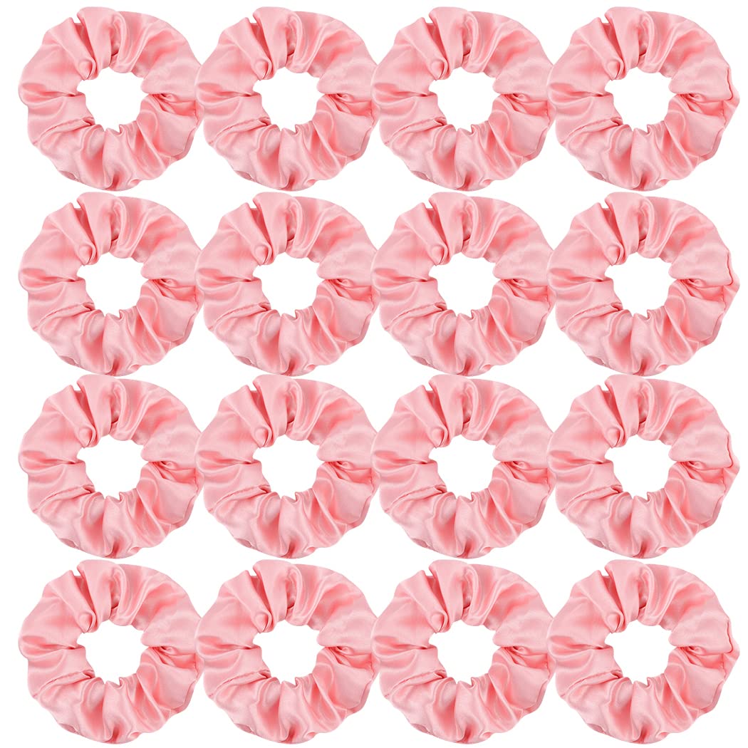Semato gomas satinadas rosa, paquete de 16 piezas para peinados rápidos.