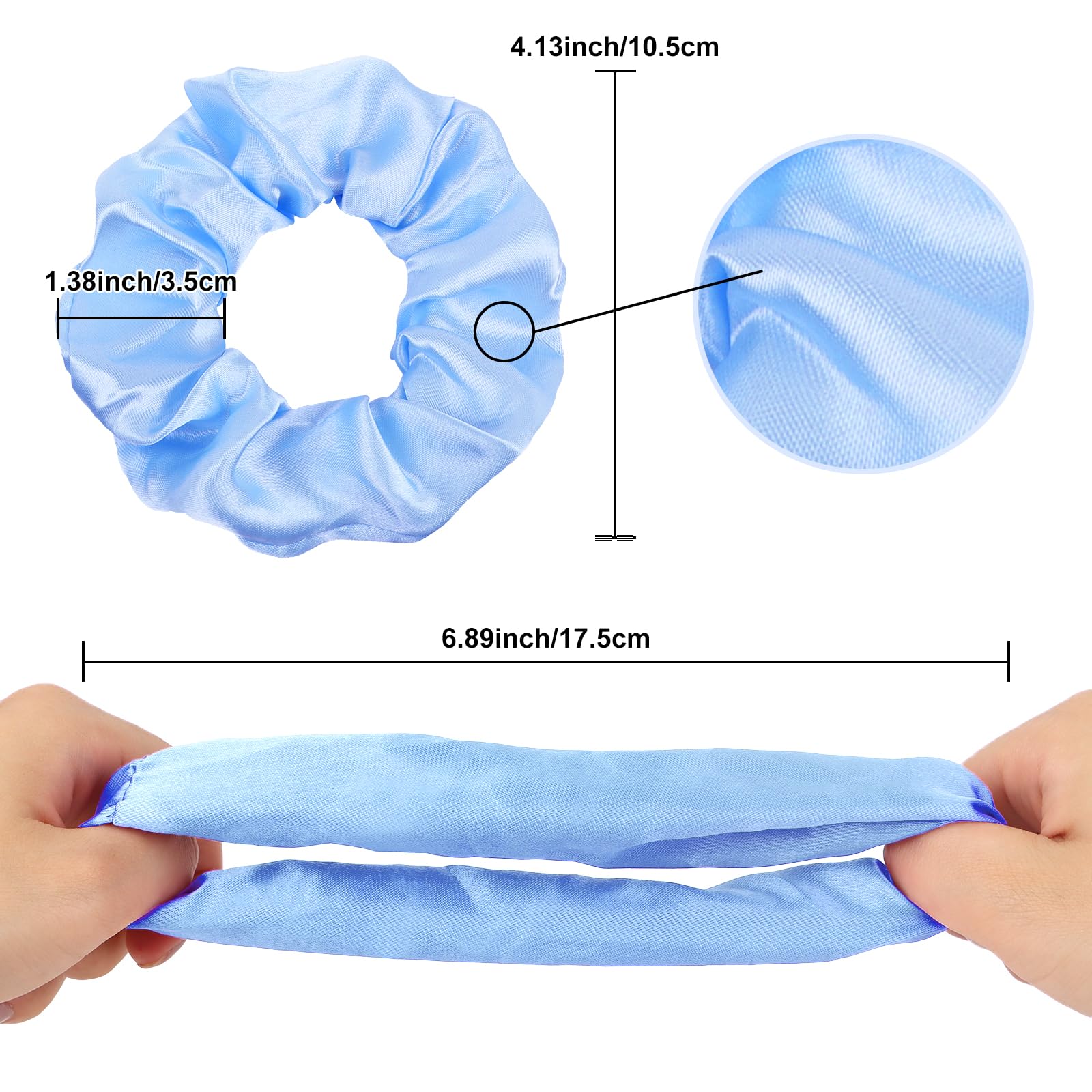 Semato lazos saten azul claro, textura suave para peinados diarios.