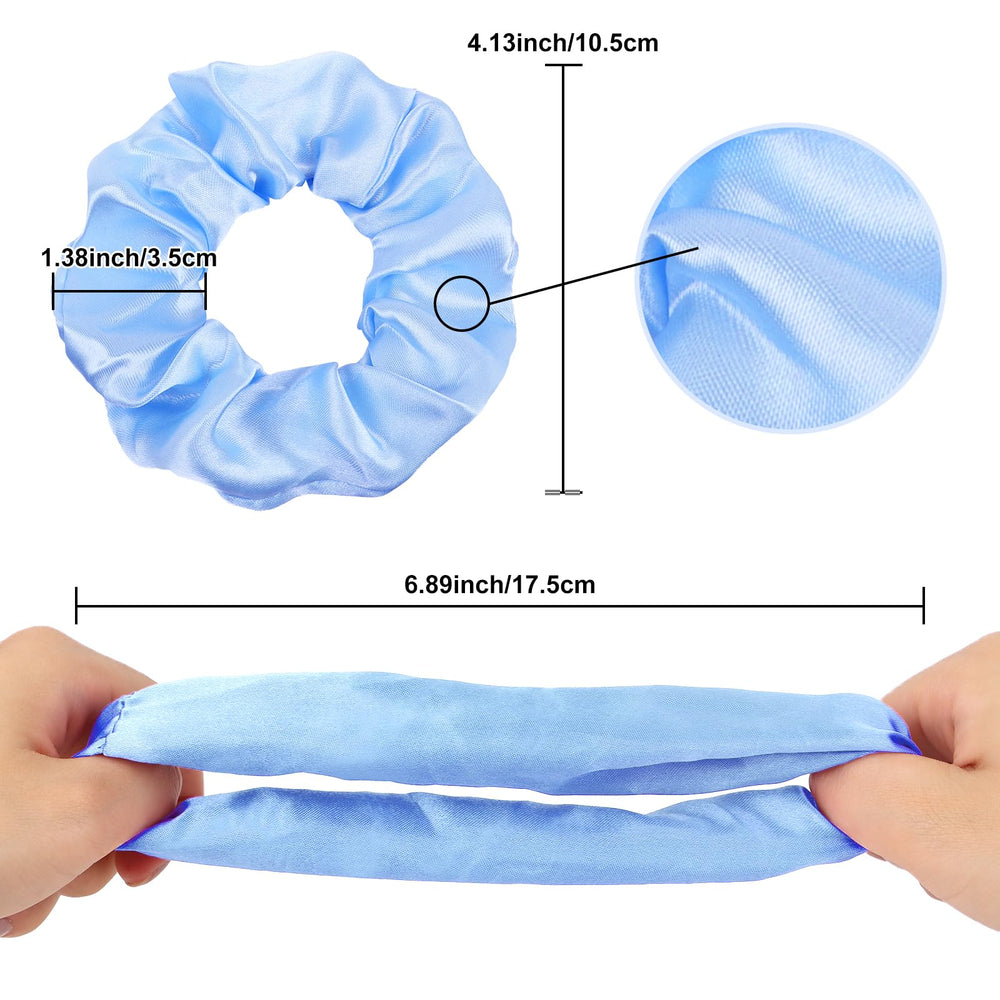 Semato lazos saten azul claro, textura suave para peinados diarios.