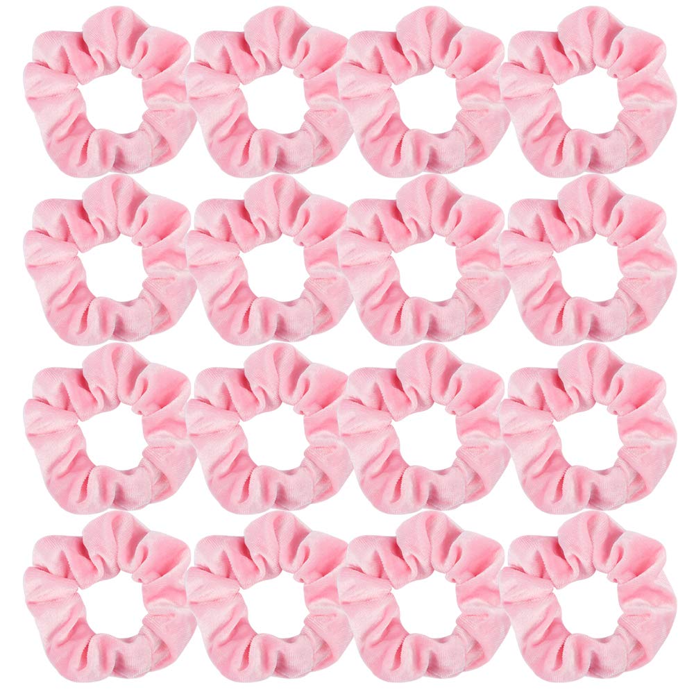 Semato gomas de pelo de terciopelo rosa, 16 unidades, confort y elasticidad para todo el día.