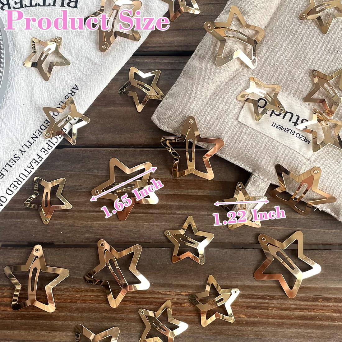 Seneeel pinza estrella dorada 1-22 pulgadas, accesorio chic para eventos y diario.