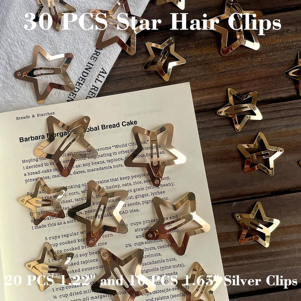 Seneeel pinza estrella dorada 1-65 pulgadas, ideal para trenzas o moños voluminosos.