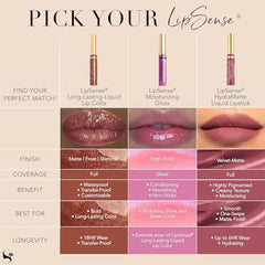SeneGence LipSense acabado satín mate ofrece un look sofisticado y cómodo.