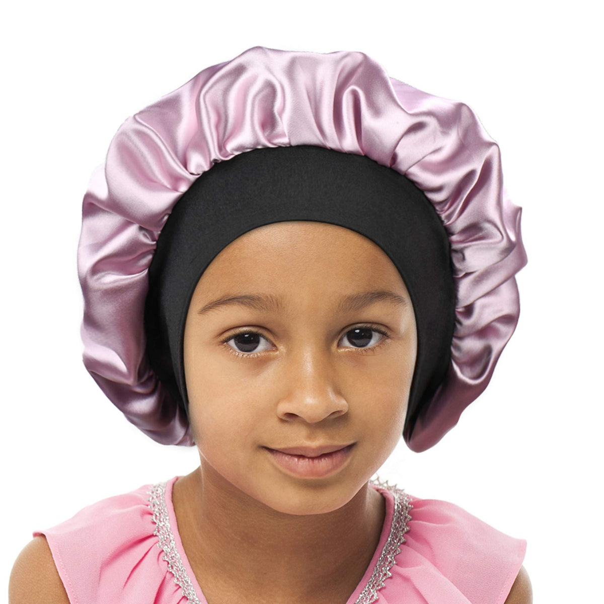 SENGTERM bonete infantil satin con doble capa y banda elástica para cabello suave.