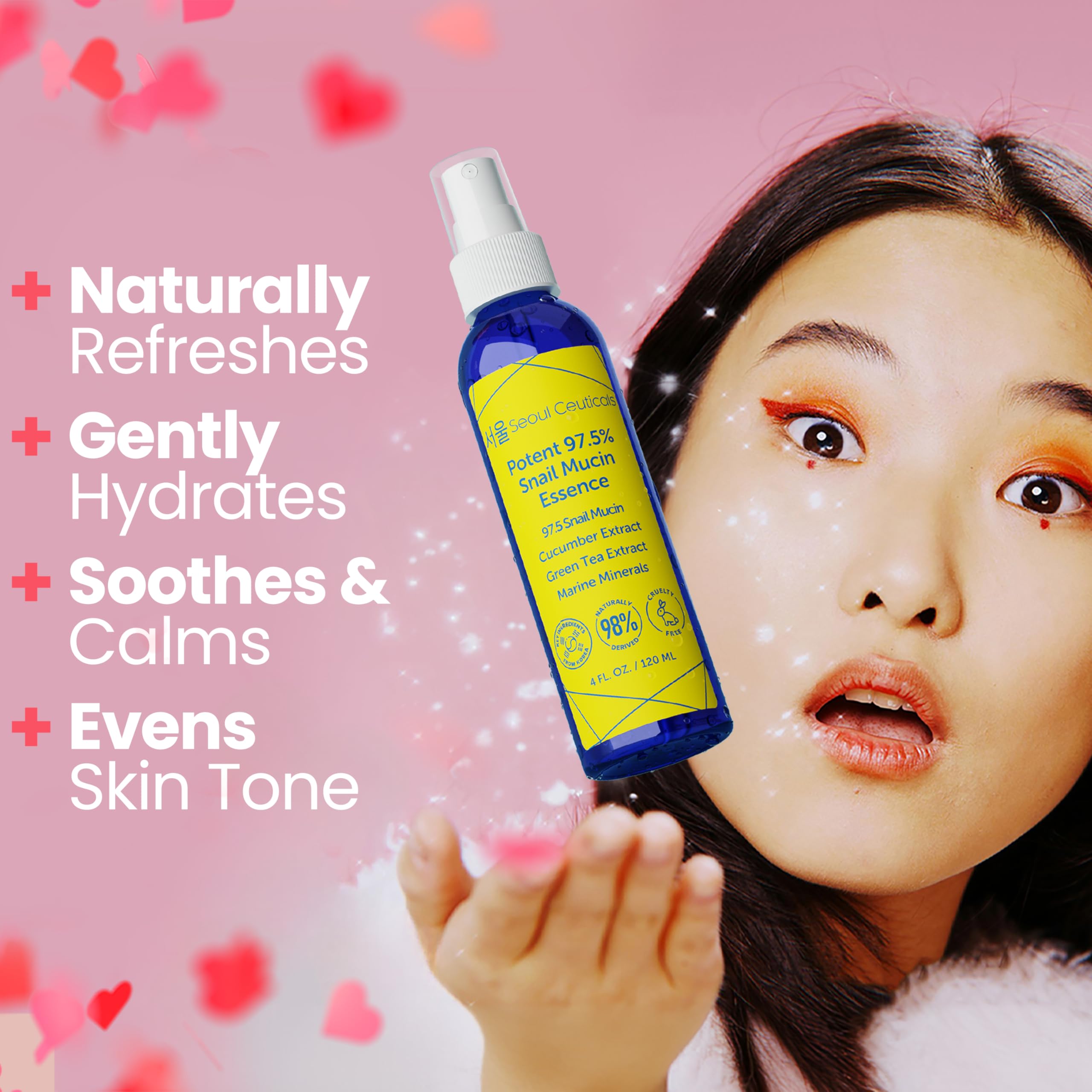 Aplicación en rostro con rociador para revitalizar la piel durante el día.