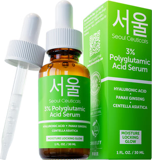 Serum SeoulCeuticals con ácido poliglutámico en botella para hidratación profunda