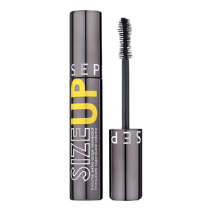 SEPHORA SIZE UP máscara con cepillo forma reloj de arena para volumen inmediato.