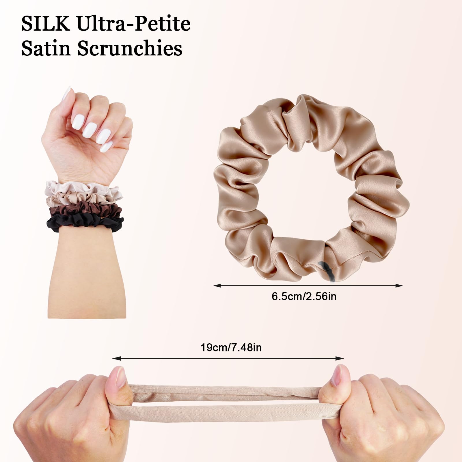 SEVEN STYLE lazos satinados ultrapequeños castano-oscuro para cabello delicado y cómodo.