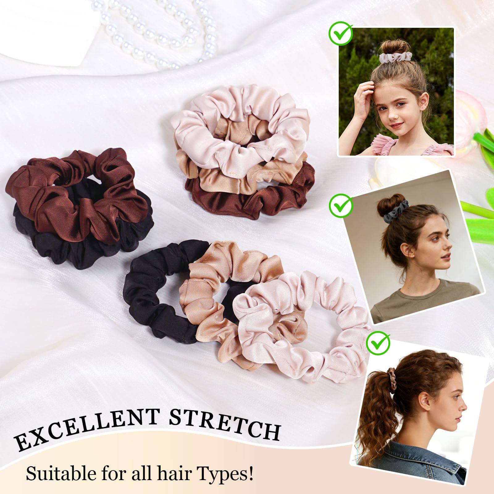 SEVEN STYLE lazos satinados ultrapequeños rubio para cabello suave y sin tirones.