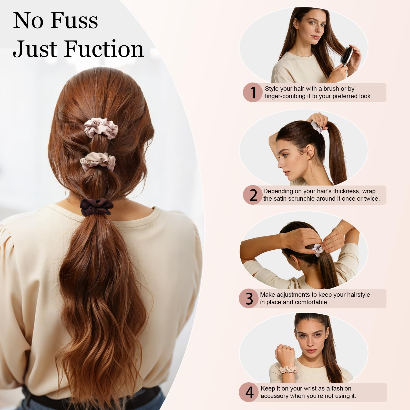 SEVEN STYLE lazos satinados ultrapequeños, textura seda que ayuda a reducir frizz.