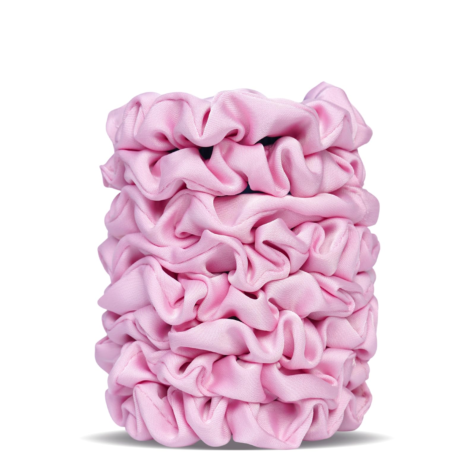 Regalo ideal SEVEN STYLE, set de scrunchies satinadas mini rosadas para amigas y familiares.