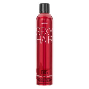 SexyHair Big Spray & Play bottle highlights long-lasting hold and lift.