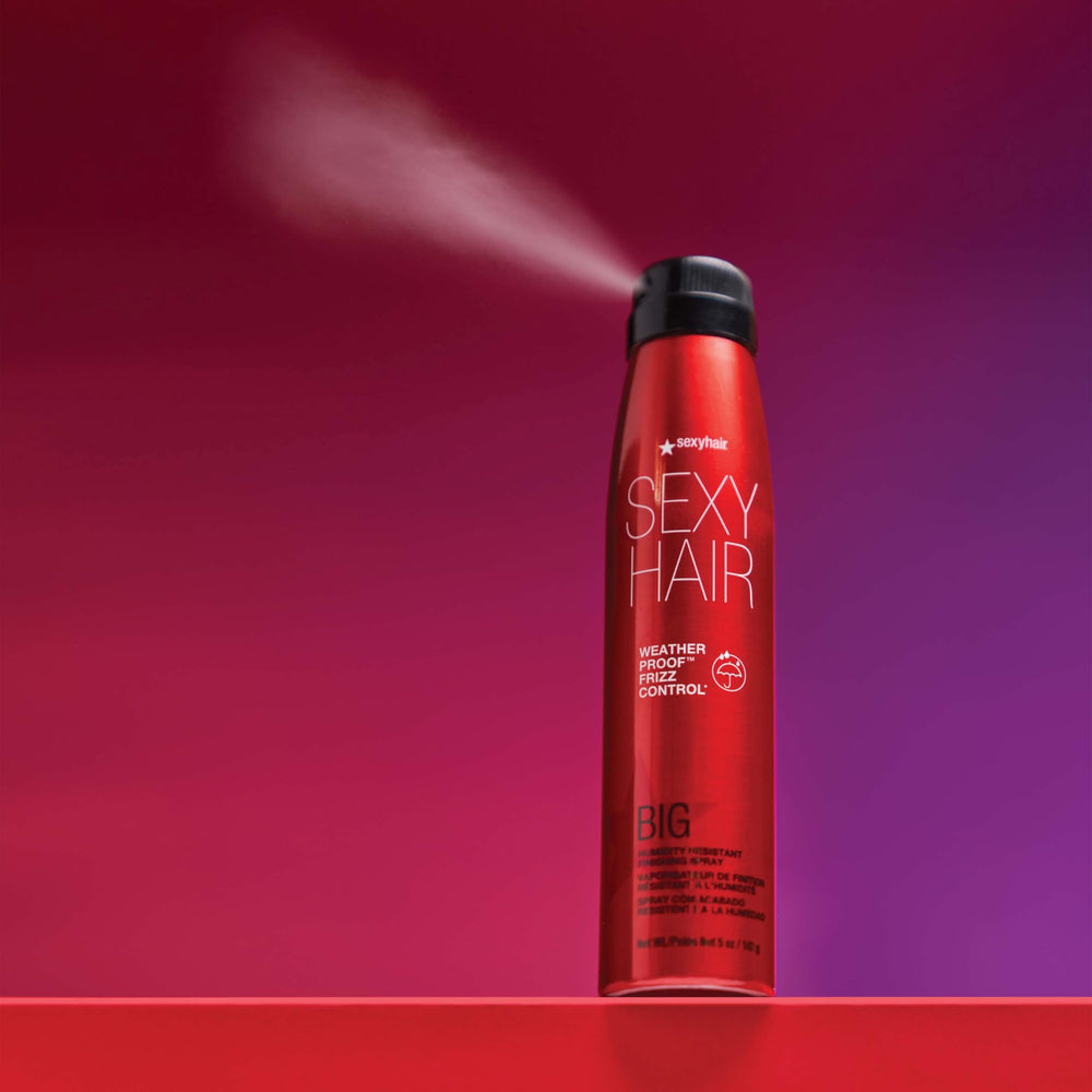 SexyHair Big Weather Proof Frizz Control Spray, acabado invisible, duradero en el peinado