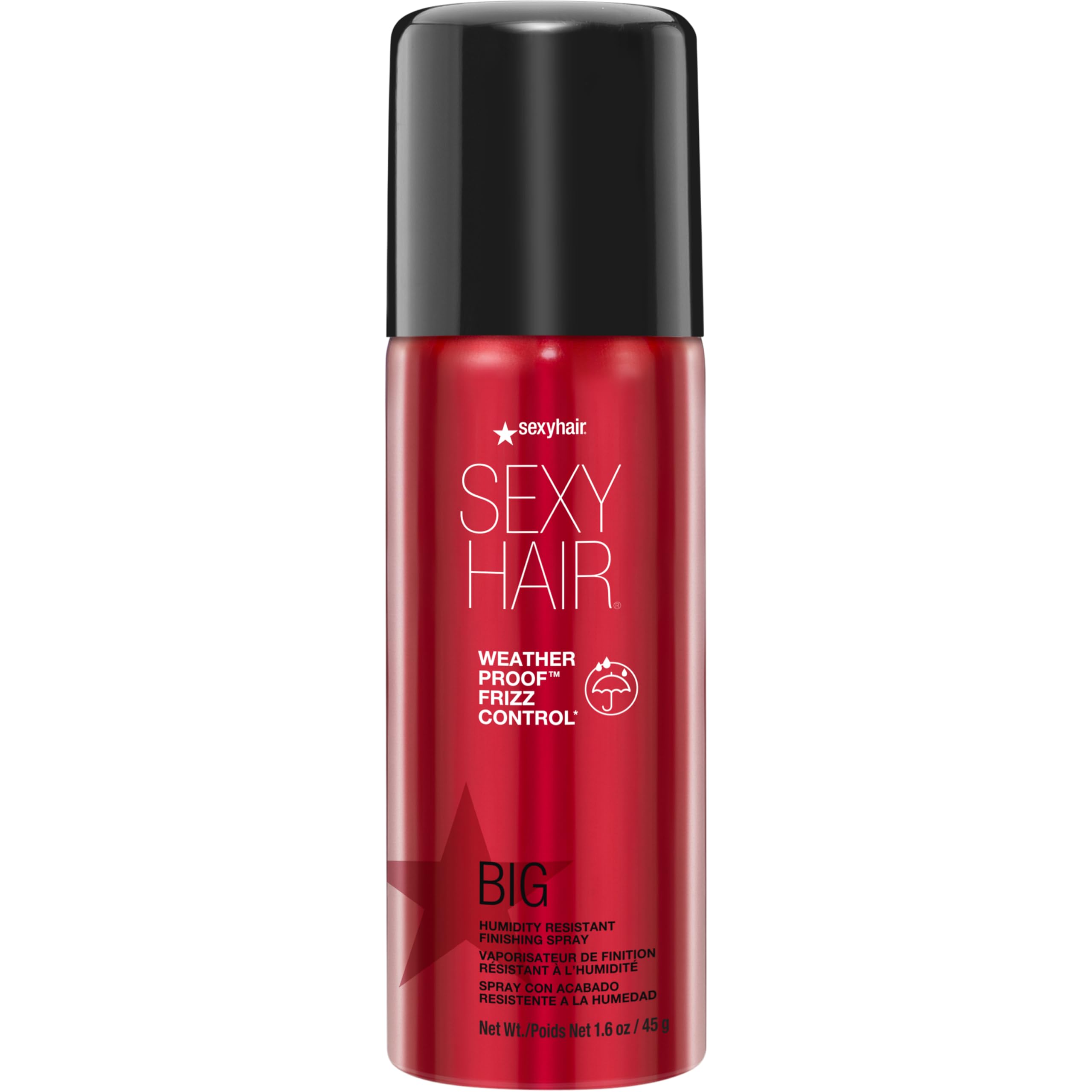 SexyHair Big Weather Proof Frizz Control Spray, botella frontal, acabado ligero e invisible