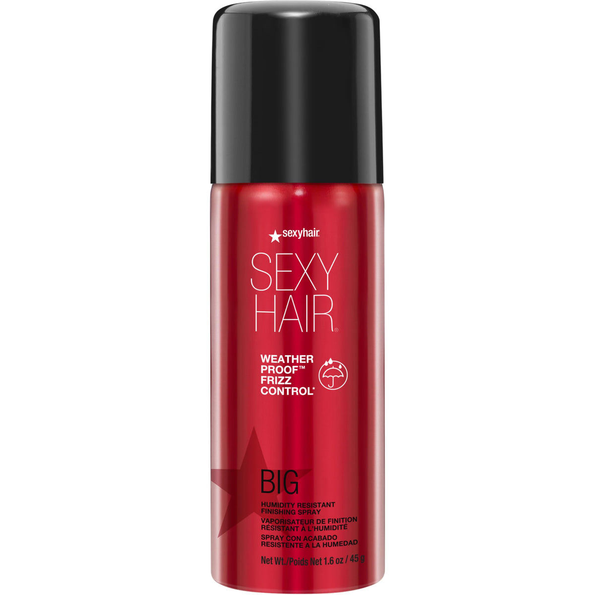 SexyHair Big Weather Proof Frizz Control Spray, botella frontal, acabado ligero e invisible
