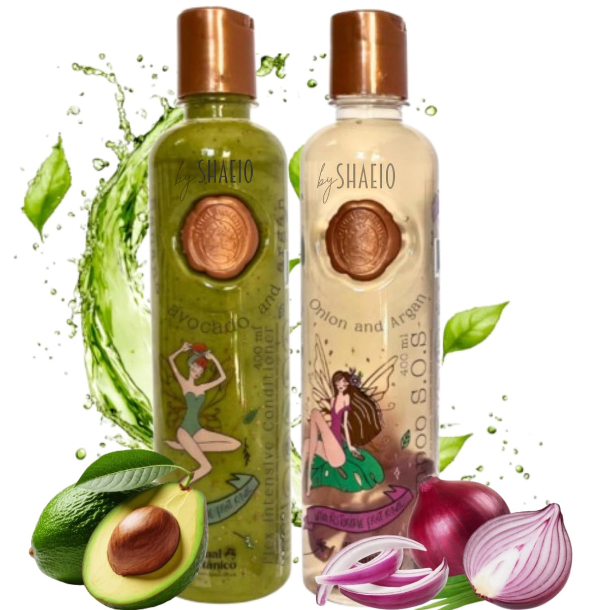 SHAEIO Shampoo cebolla y argán para crecimiento y reparación.
