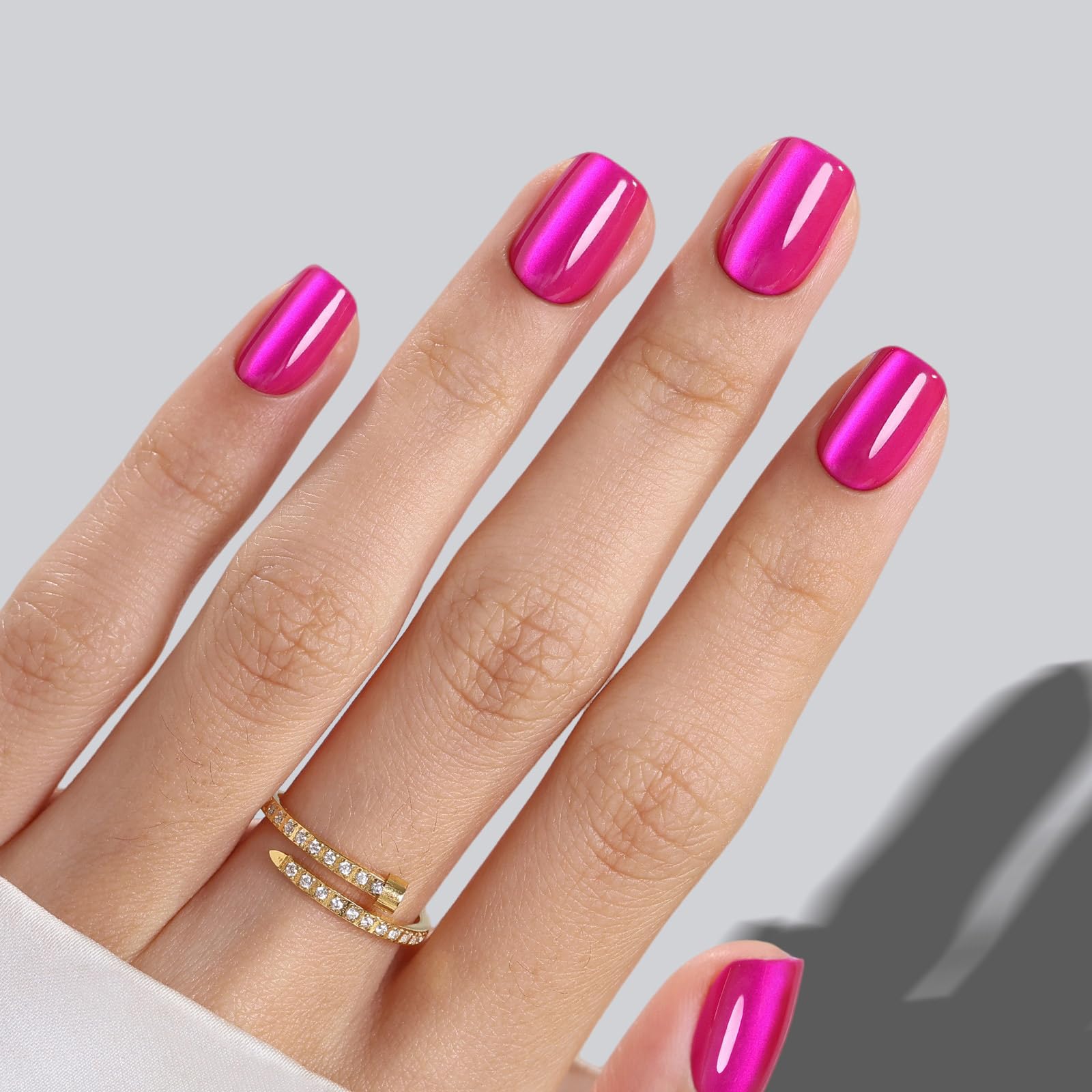 SHANGMENG Uñas adhesivas rosa neón, presentación del kit para manicura rápida
