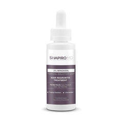 Shapiro MD Minoxidil 2% serum: botella visible para apoyar el crecimiento capilar diario