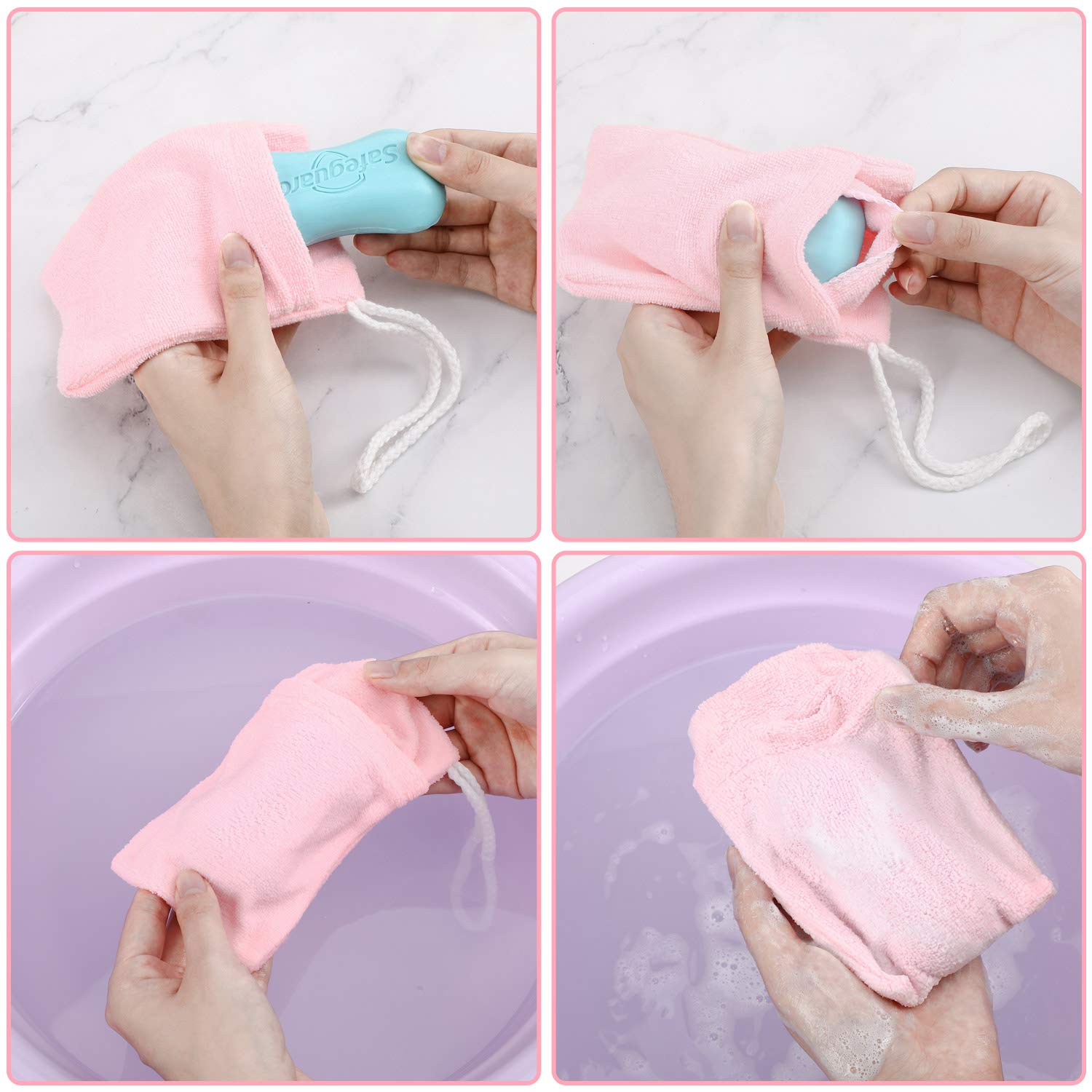 Bolsas exfoliantes Shappy en escena para el cuidado de la piel.