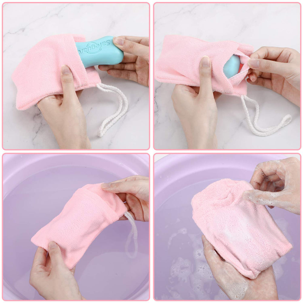 Bolsas exfoliantes Shappy en escena para el cuidado de la piel.