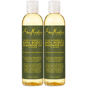 SheaMoisture aceite de baño y cuerpo con oliva y té verde, hidrata profundamente la piel.