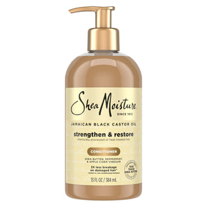 Condicionador SheaMoisture con aceite de ricino negro jamaicano en botella para cabello suave