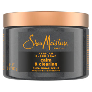 SheaMoisture exfoliante corporal de azúcar con jabón negro africano en botella, piel suave