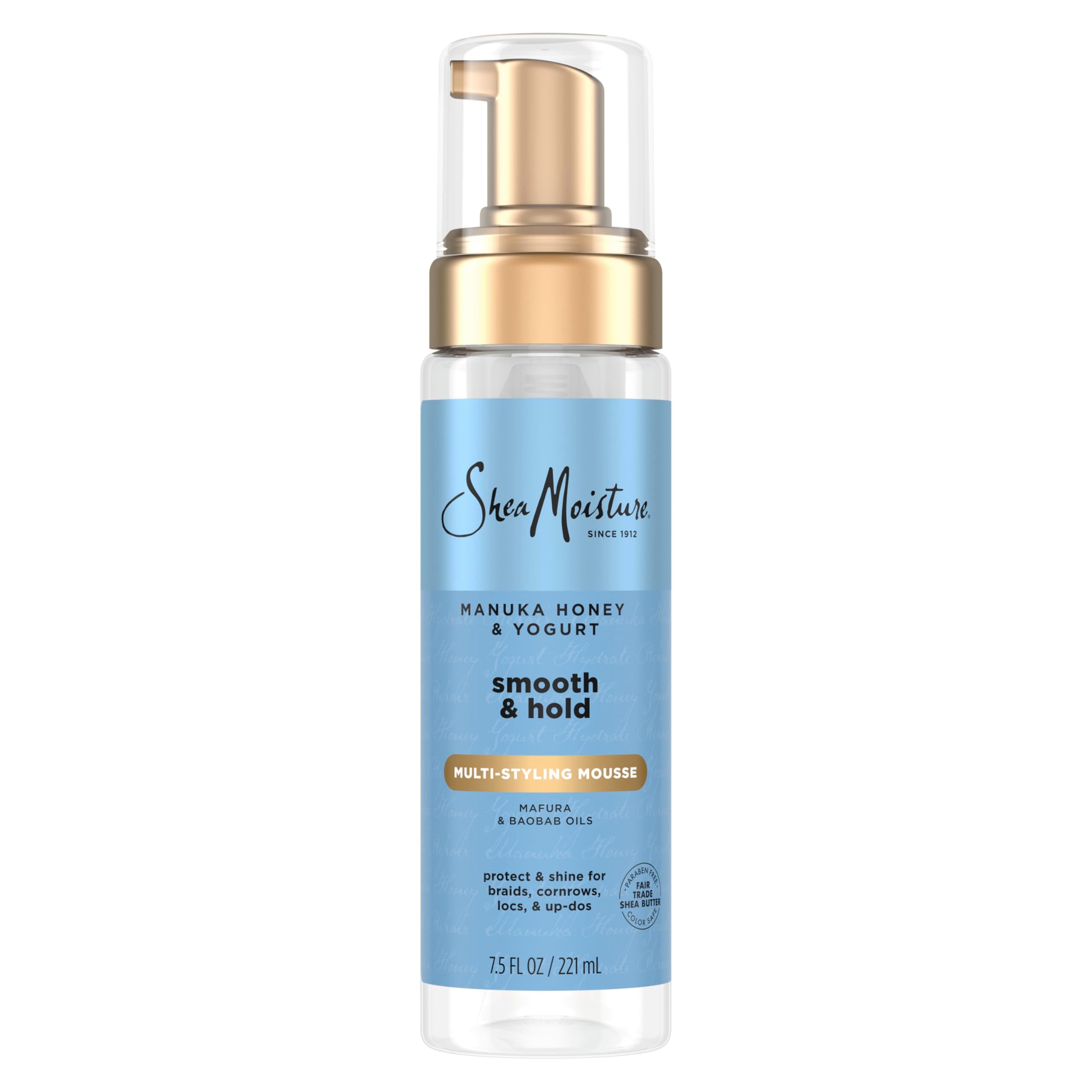SheaMoisture Manuka Honey & Yogurt Mousse: envase visible y fijación suave.