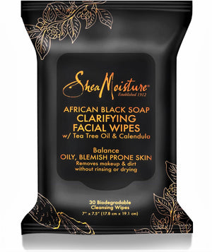 SheaMoisture: toallitas faciales con jabón negro africano para piel grasa y poros más limpios.