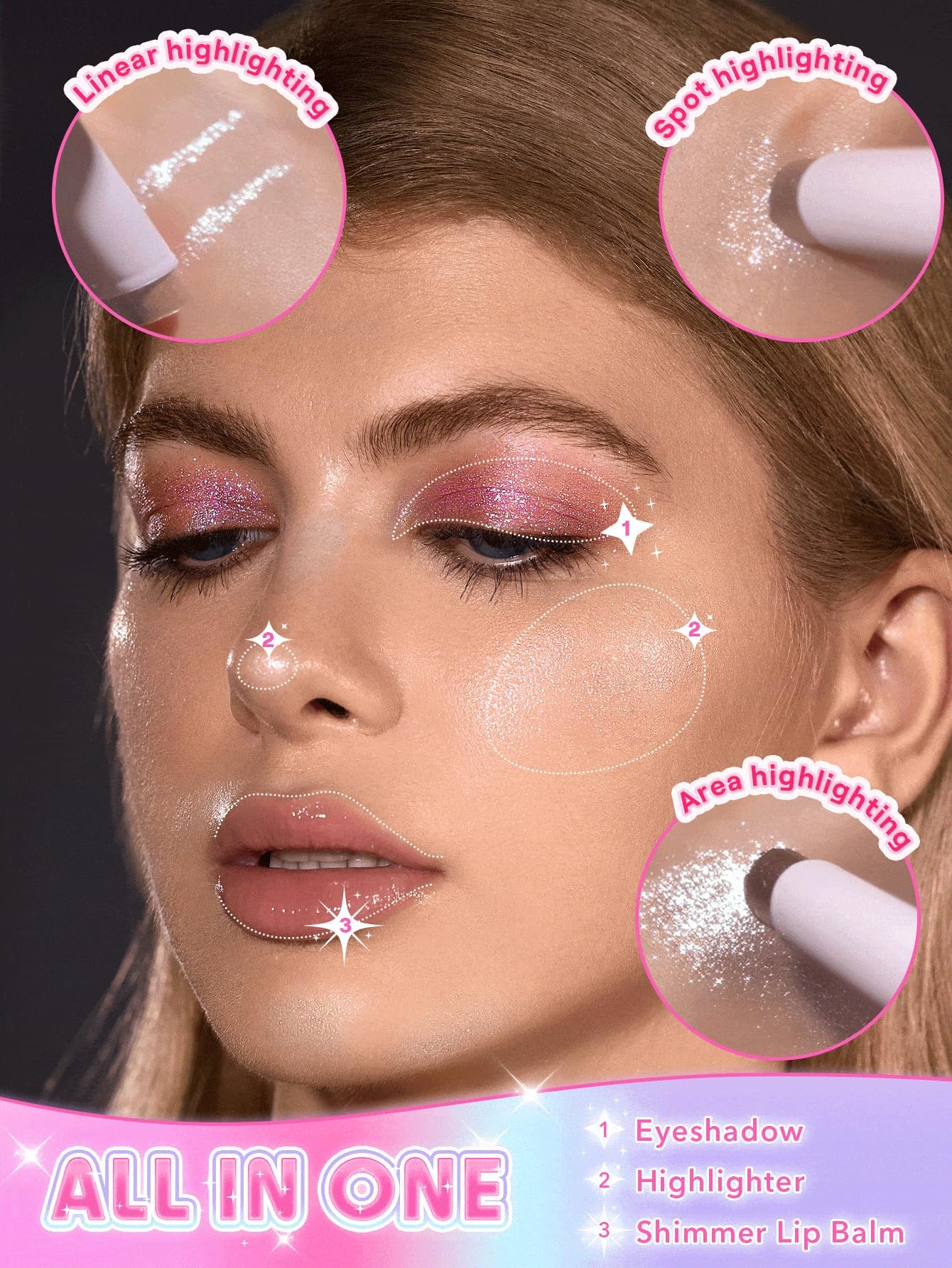 SHEGLAM barra brillo cristal: aplicación precisa gracias a la brocha integrada.