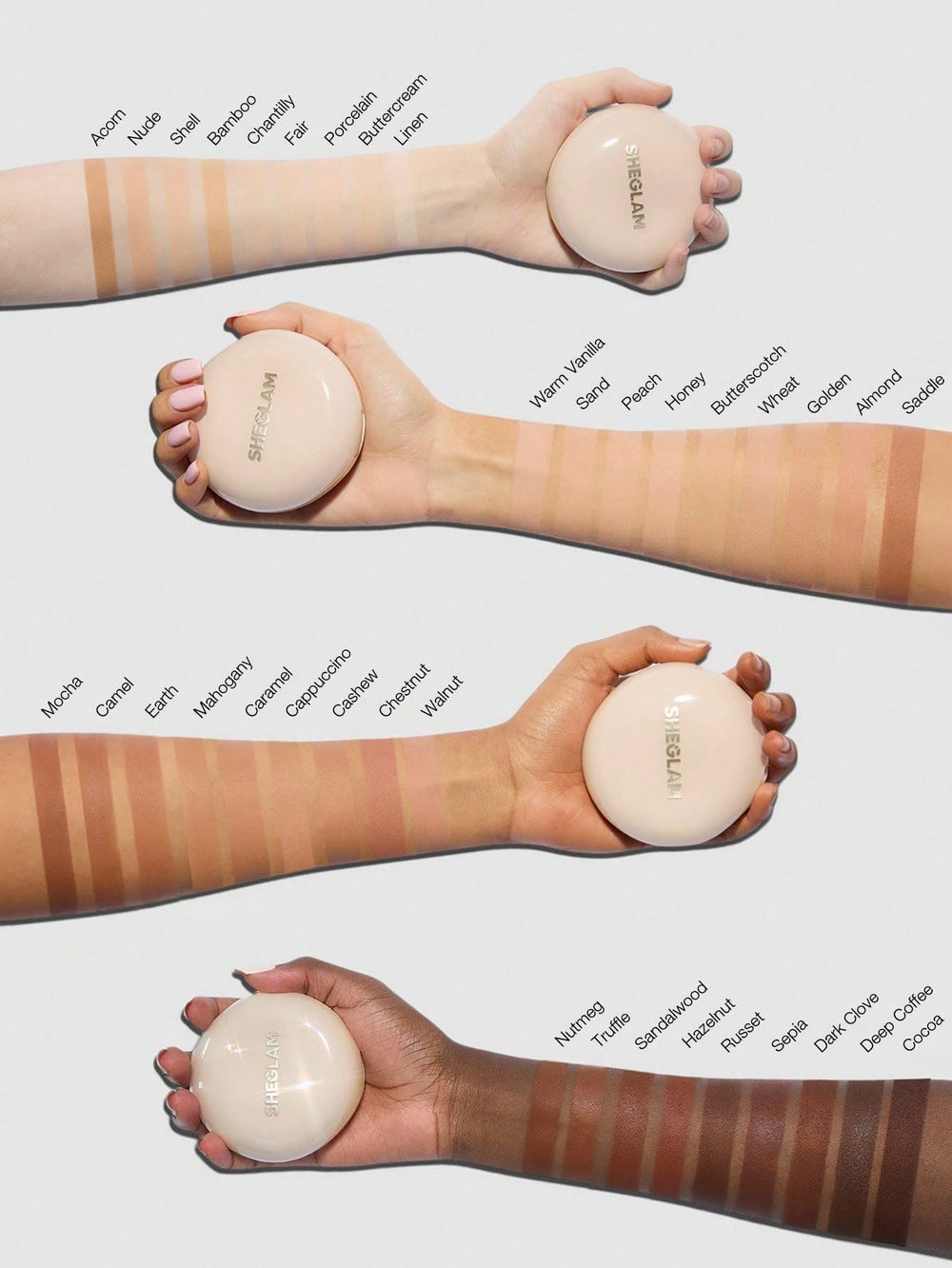 SHEGLAM base en cojín, envase portátil para retoques