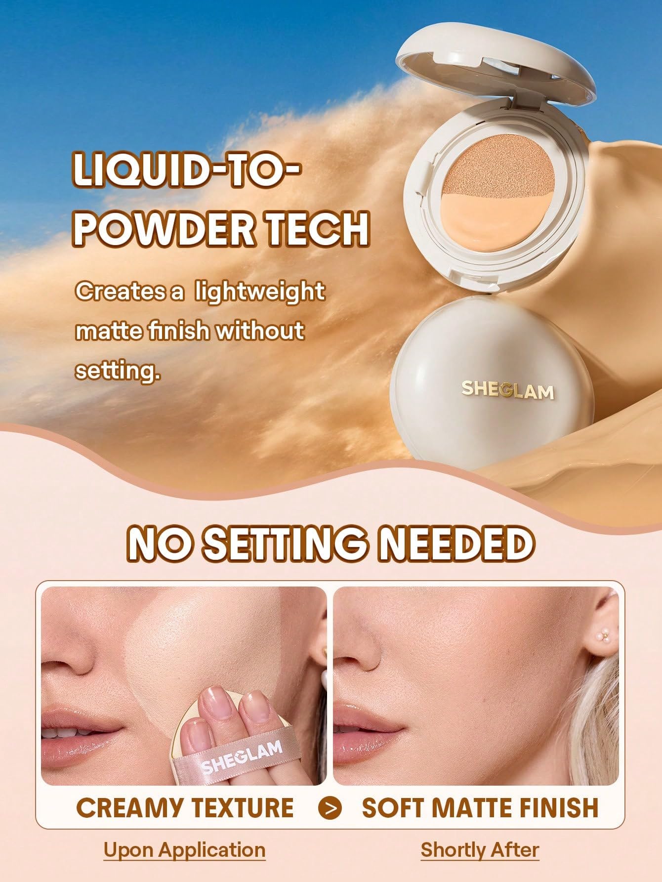 SHEGLAM base en cojín, tono adaptable para pieles claras
