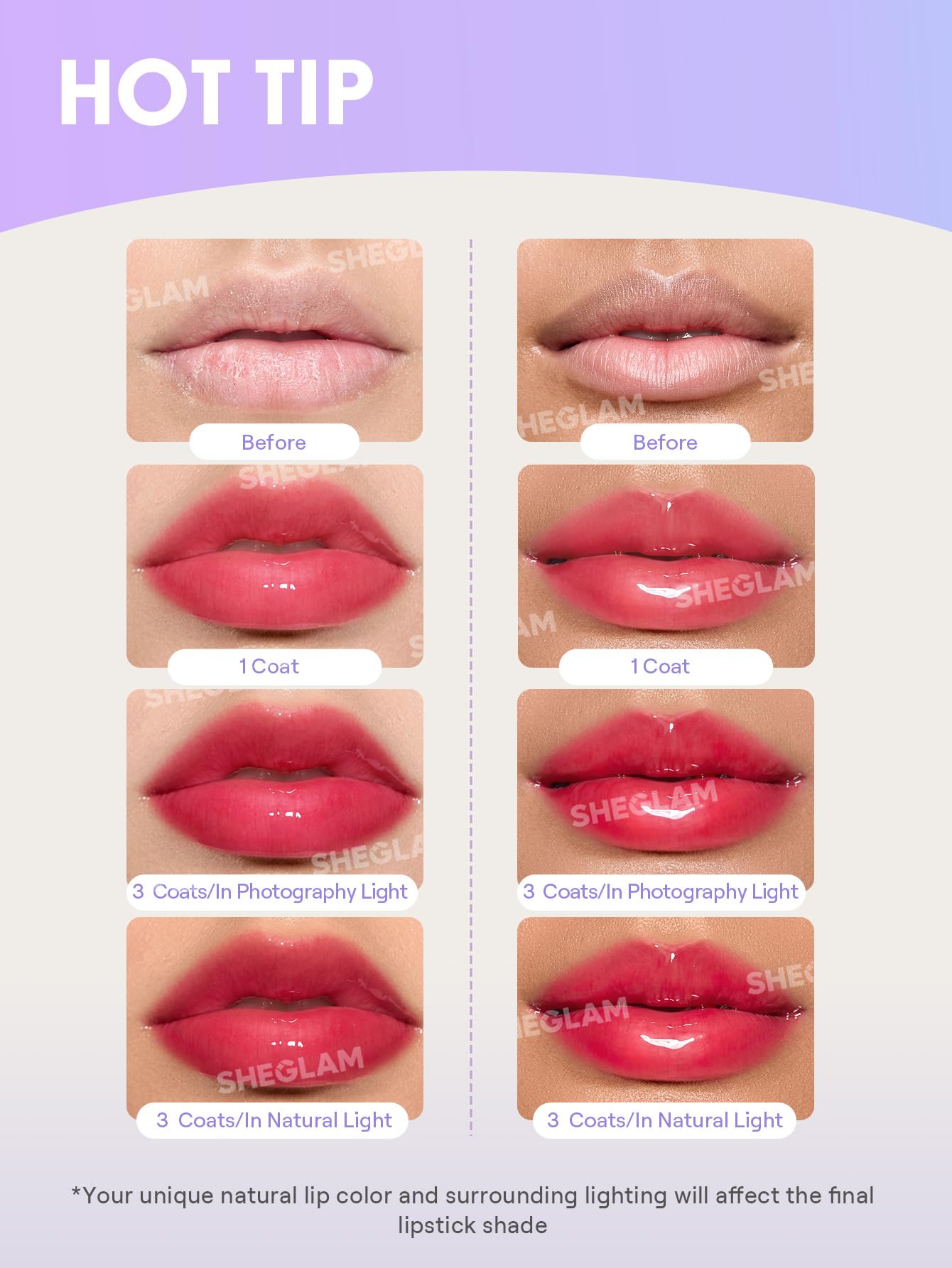 SHEGLAM Booster Shine formato compacto para retoques en cualquier momento.