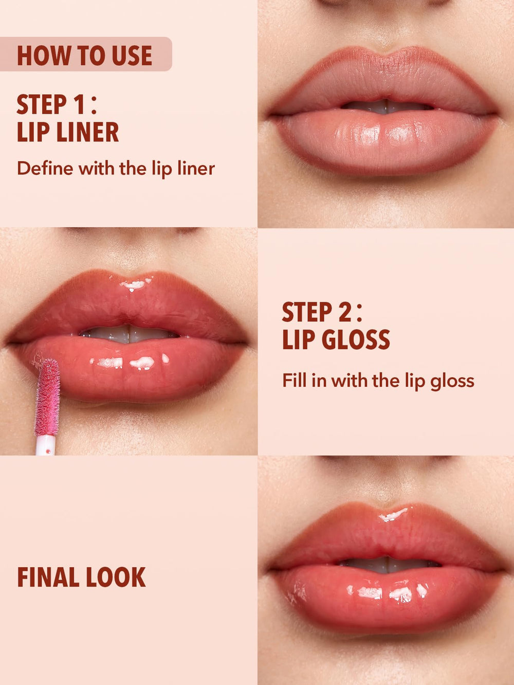 SHEGLAM brillo-labial de textura ligera con color intenso.