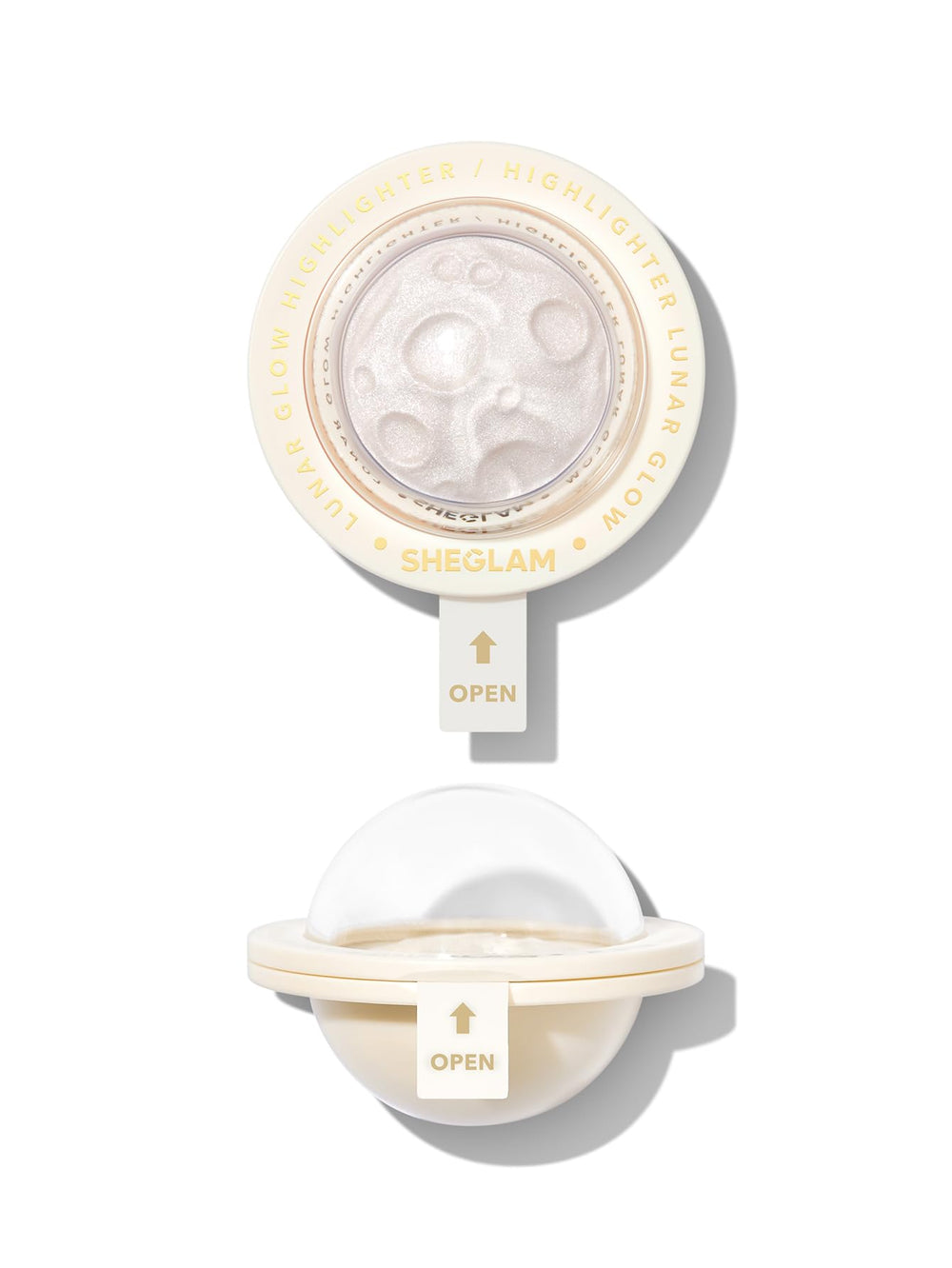 SHEGLAM Lunar Glow iluminador crema, realza rasgos con brillo suave.