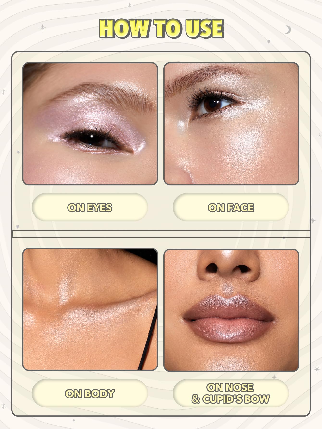 SHEGLAM Lunar Glow brillo multidimensional que cambia con la luz.