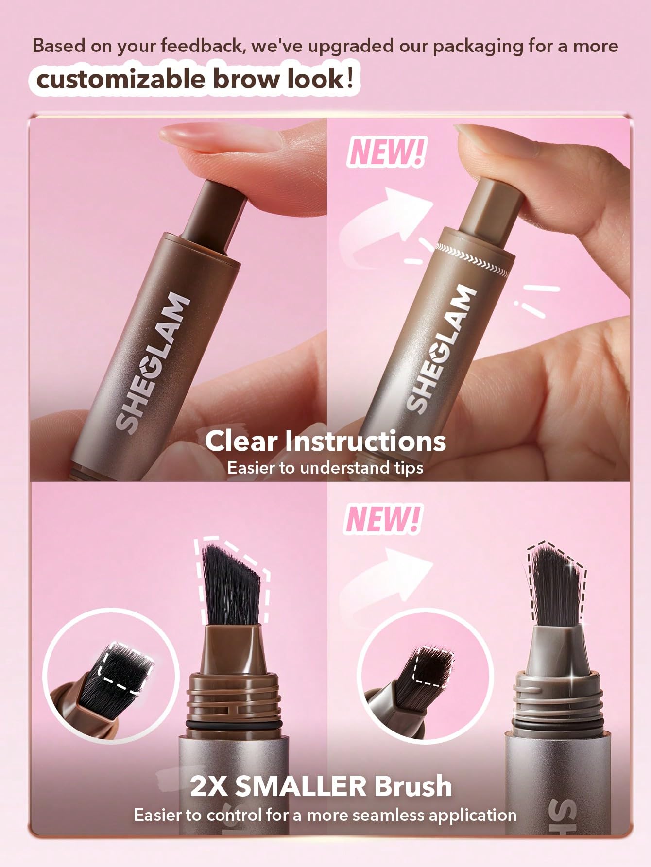 SHEGLAM Brow-Fection aplicación suave para acabado natural.