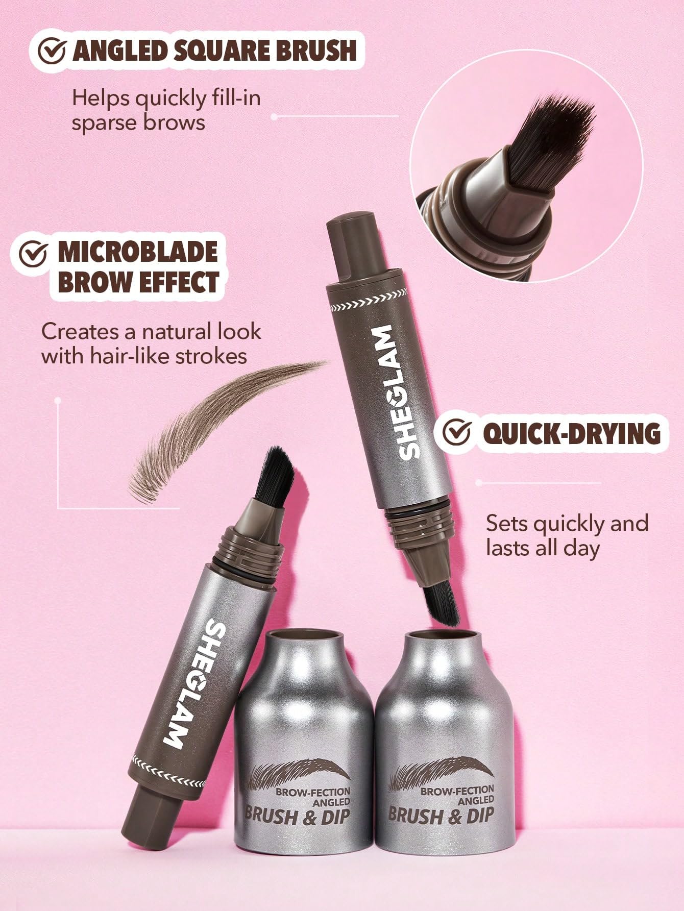 SHEGLAM Brow-Fection dip para cejas con efecto microblade.