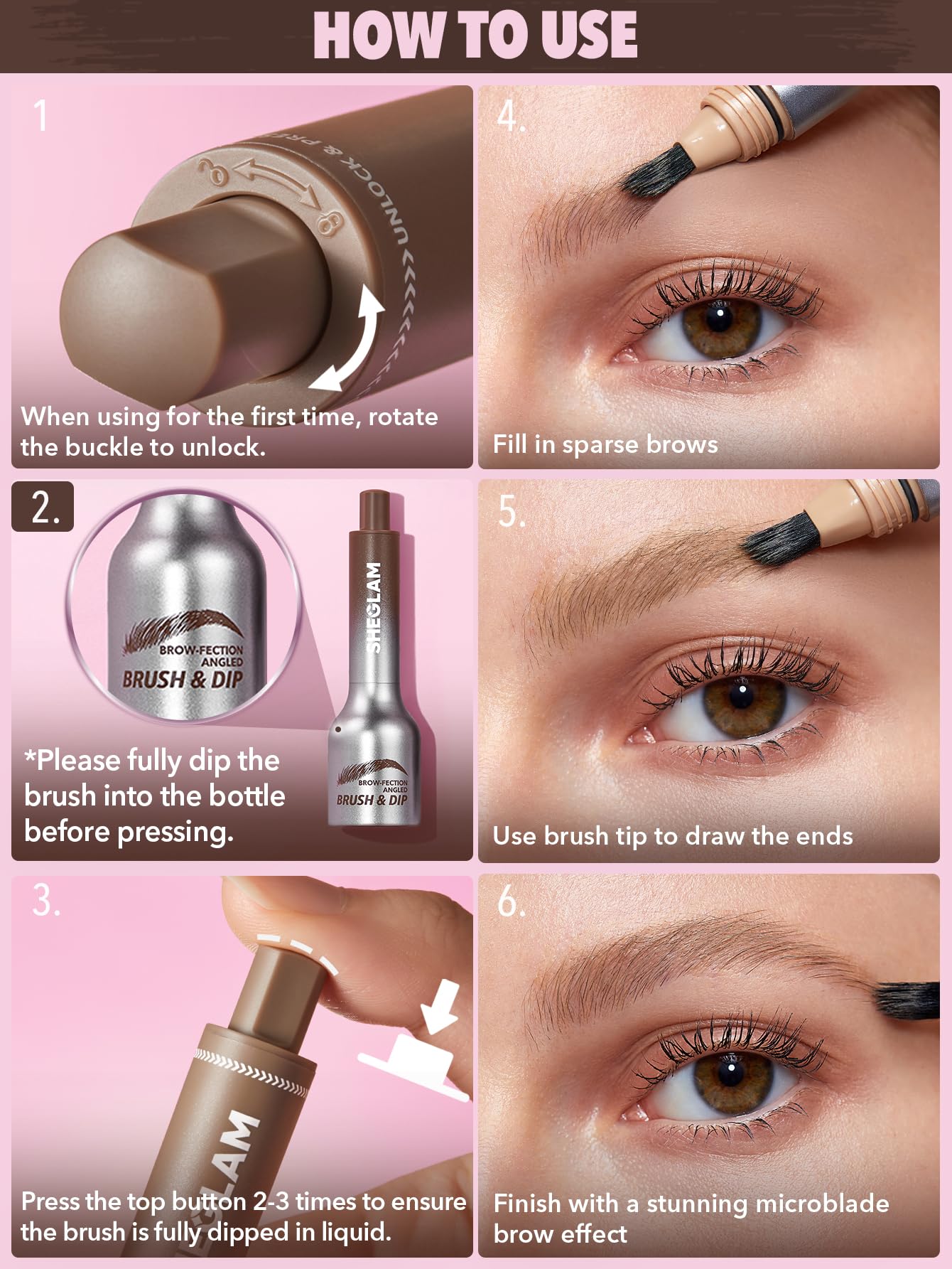 SHEGLAM Brow-Fection envase compacto para llevar.