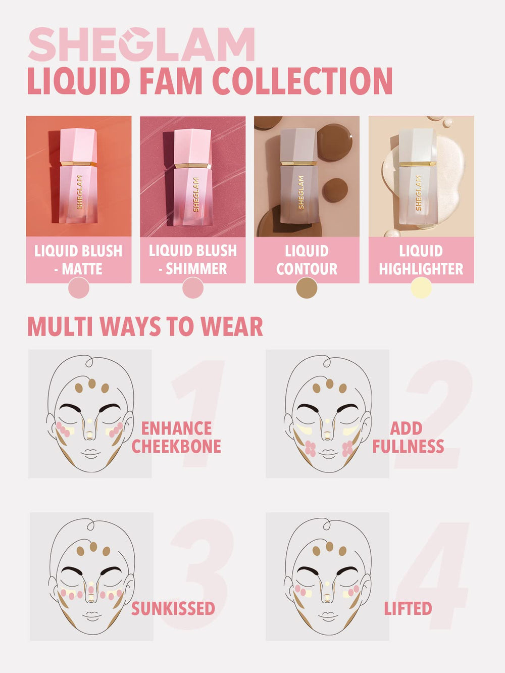 SHEGLAM Color Bloom Blush líquido, aplicación con dedo para un acabado suave.