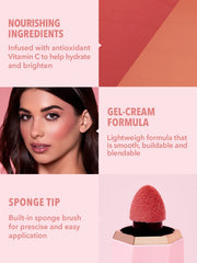 SHEGLAM Color Bloom Blush líquido, muestra vibrante para color intenso.